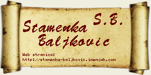 Stamenka Baljković vizit kartica